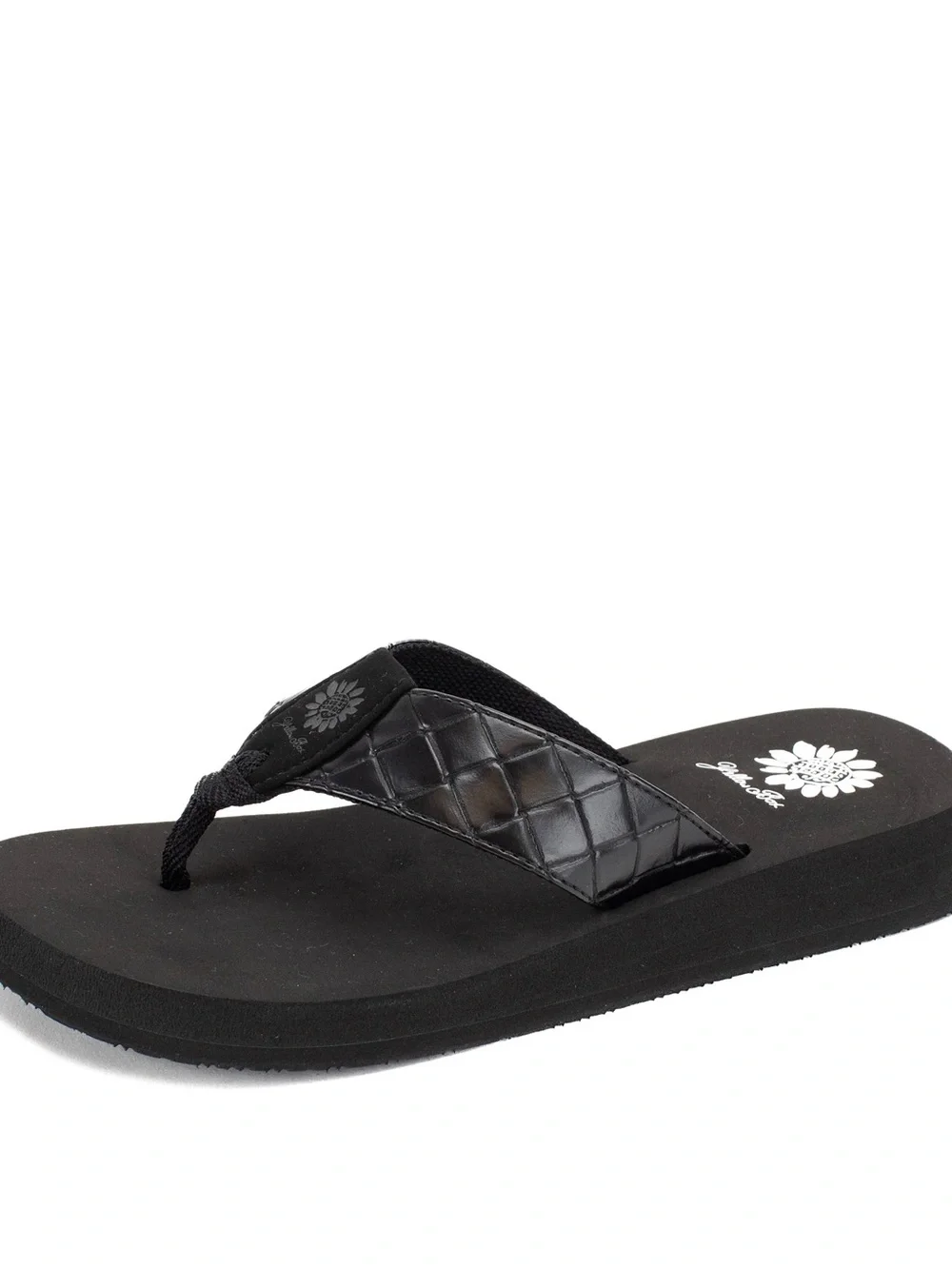 Yellow box Flophop  black Flip Flop sandals medium width new in box - Picture 2 of 4